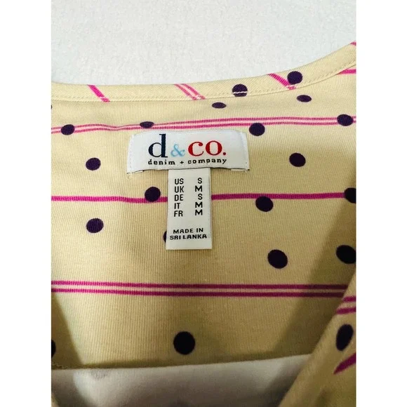 DENIM & CO sz S tan purple printed jersey round neck short sleeve top NEW B10 - Picture 5 of 7
